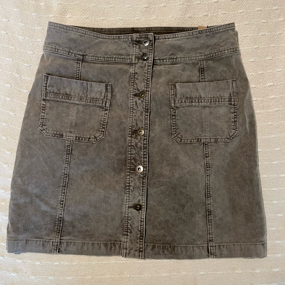 Prana corduroy button front skirt